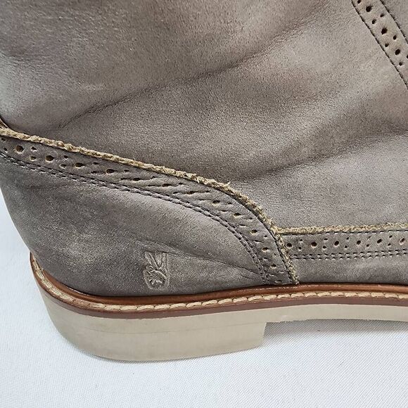 JOHN VARVATOS Size 10M Distressed Oiled  Nubuk Gray Leather Strummer Wingtip Lac - Picture 8 of 11